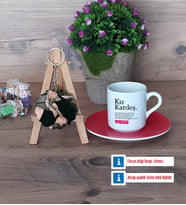 Kız Kardeş Türk Kahvesi Fincanı Ahşap Altlıklı ve Fotoğraflı Ahşap Anahtarlık Hediye (Model 3)