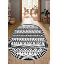 Dijital Baskılı Kaymaz Taban Yıkanabilir Oval Salon Halısı Mutfak Halısı Yolluk NDO-HS-204 (Çok Renkli)