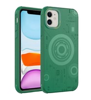 Apple iPhone 11 Kılıf Zore Wireless Şarj Özellikli Desenli Hot Kılıf (Koyu Yeşil)