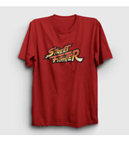 Presmono Unisex Sarı Logo Oyun Street Fighter T-Shirt 323890tt (Kırmızı)