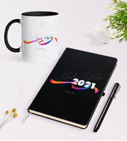 BK Gift Kişiye Özel 2024 Mutlu Yıllar Beyaz Defter Kalem ve Kupa Seti-4 (Model 2)