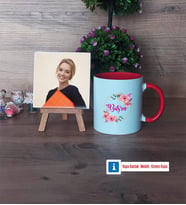 İsme Özel Fotoğraflı Dekoratif Taş, Kupa Bardak Beyaz Hediye (Model 2)