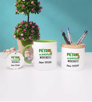Petrol ve Doğalgaz Mühendisi Kupa Bardak Kırmızı Kalemlik ve Anahtarlık (Model 8)