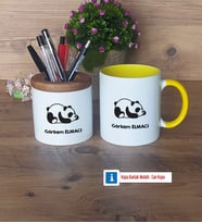 Uykucu Panda Kalemlik, Kupa Bardak T Kişiye Özel Hediye (Model 10)