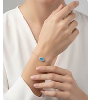 Usho Jewelry 925 Ayar Gümüş Mekik Bileklik (Mavi)