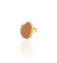 Kadir Jewellery 22 Ayar Altın Kaplama Kadın Fosil Taşlı Yüzük (Turuncu)