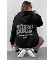 Unisex Nothing Baskılı Sweatshirt (Siyah)