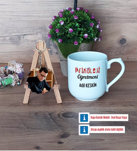 Psikoloji Öğretmeni Kupa Bardak Beyaz ve Fotoğraflı Ahşap Anahtarlık Hediye Öğretmenler Günü Hediyesi (Model 5)