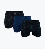 Malabadi Desenli Modal Erkek Boxer 3 Adet 3M251 (Siyah-Mavi)