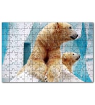 Cakapuzzle Buzdağı Önündeki Kutup Ayıları Puzzle Yapboz MDF (Ahşap) (255 Parça)
