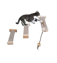 Tırmalamalı kedi basamağı kedi köprüsü duvar yürüyüş yolu kedi oyunu püsküllü parkur 2 Renk (3 adet) (Kahverengi)