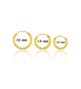 Üçlü Dorika Model Halka Gümüş Küpe 16/14/12mm 201020854 (Gold)