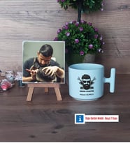 Erkek Kuaförü Fotoğraflı Dekoratif Taş, Kupa Bardak Beyaz Hediye (Model 12)