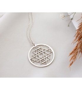 Kişiye Özel 925 Ayar Gümüş Sri Yantra Kolye (Gümüş)