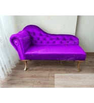 Dekoratif Bihter Koltuk Josefin Puf 130 cm Gold Ayak (Lila)
