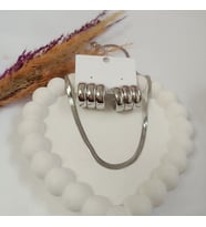 Merkar Aksesuar Gold - Silver Rengi Çelik İtalyan kolye ve Küpe Seti (Gümüş)