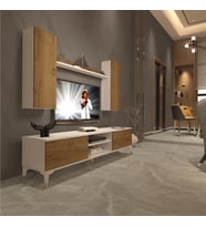Decoraktiv Eko 7 Mdf Dvd Gold Tv Ünitesi Tv Sehpası (Beyaz - Pera)