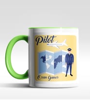Kişiye Özel Pilot Tasarımlı Siyah Kupa (Yeşil-Beyaz)