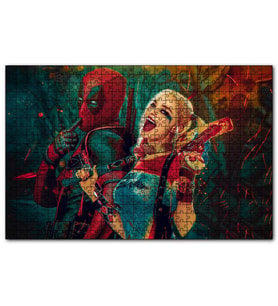 Cakapuzzle Harley Quinn ve Spider-Man Çizim  Puzzle Yapboz MDF (Ahşap) (1000 Parça)