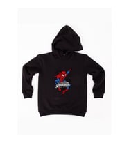 Spiderman baskılı örümcek adam kapüşonlu pamuklu kumaş çocuk sweatshirt (Siyah)
