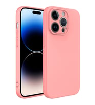 Apple iPhone 15 Pro Max Kılıf Kamera Korumalı iÇi Süet Dokulu Lansman Tipi Silikon (Pembe)
