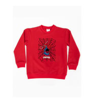 Spiderman baskılı örümcek adam pamuklu kumaş çocuk sweatshirt (Kırmızı)