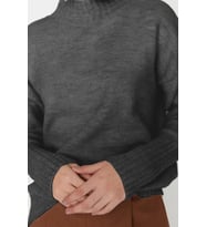 Stil Modern Kadın Regular Reglan Kol Dik Yaka Geniş Kalıp Yumuşak Dokulu Basic Triko Kazak (Antrasit)