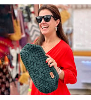 Hardal Rengi Makrome Clutch (Yeşil)