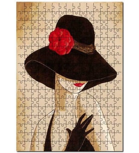 Cakapuzzle Kırmızı Gelincik Çiçekli Şapkalı Kadın  Puzzle Yapboz MDF (Ahşap) (500 Parça)