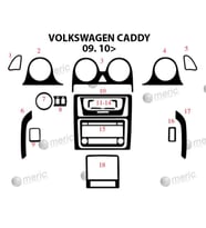 Meriç® Volkswagen Caddy Ön Torpido Kaplama Maun 18 Parça 2010-2014 (Piano Black)