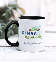 Kimya Öğretmeni Tasarımlı Kişiye Özel Kupa Bardak (Siyah)