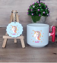 Unicorn Hediye Seti Kupa Bardak T Kulplu ve Anahtarlık Kadın Arkadaşa Doğum Günü Hediyesi (Model 1)