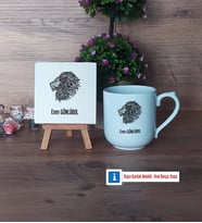 Aslan Dekoratif Taş, Kupa Bardak Kırmızı Hediye (Model 4)