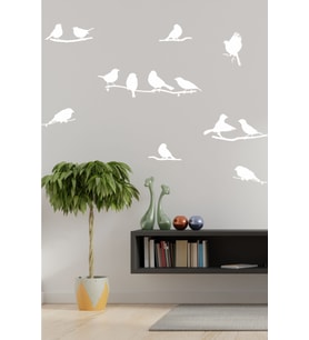 Dalda Kuş Dekoratif Duvar Sticker (Beyaz)
