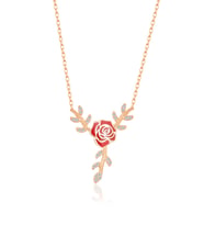 925 Ayar Gümüş Dalda ki Gül Kolye (Rose)