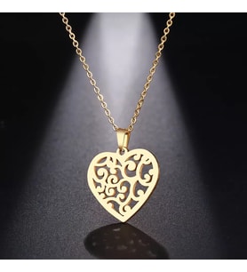 Kişiye Özel 925 Ayar Gümüş Tasarım Kalp Kolye (Gold)