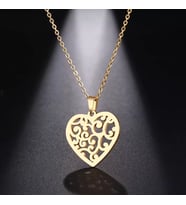 Kişiye Özel 925 Ayar Gümüş Tasarım Kalp Kolye (Gold)