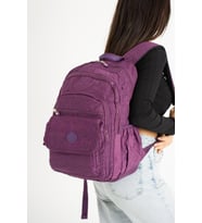 571 Collection Klinkır Kumaş Lise Üniversite Çantası 45*30 Cm Çok Cepli  (Mor)