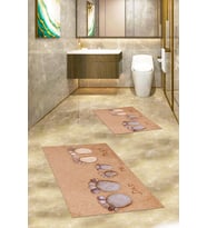 EVDEYA 3D Baskılı Yıkanabilir Anne Baba Çocuk İkili Banyo Halısı Klozet Takımı, KLOZET-16-GRİ, (Kahverengi)