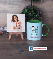 En İyi Diş Hekimi Fotoğraflı Dekoratif Taş, Kupa Bardak Beyaz Hediye (Model 14)