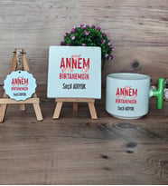 Annem Birtanemsin Hediye Seti Kupa Bardak T Kulplu, Dekoratif Taş, Anahtarlık Anneye Doğum Günü Anneler Günü Hediyesi (Model 8)