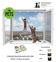 WINBLOCK PETS – Kediler için Pencere Güvenlik Ağı, Kedi Filesi Sistemi – FRANSIZ BALKON KAPISI (Kahverengi)