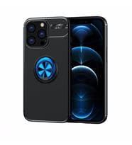 Uyumlu Model Apple iPhone 13 Pro Max Kılıf Yüzüklü Magnetli Ravel Case (Siyah-Mavi)