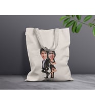BK Gift Kişiye Özel Sevgililer Karikatürlü Kanvas Bez Çanta, Baskılı Omuz Çantası, Alışveriş Çantası, Plaj Çantası, Sevgiliye Hediye-31 (Model 7)
