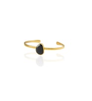 Kadir Jewellery Zirkon Taşlı Ayarlanabilir 22 Ayar Altın Kaplama Bilezik (Siyah)