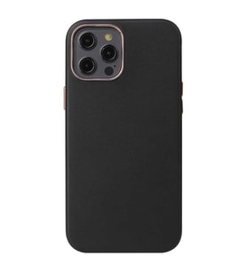 Uyumlu Model Apple iPhone 12 Pro Max Kılıf Magsafe Deri Lansman Kapak (Siyah)