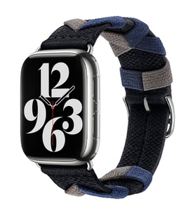 Apple Watch 7/8/9 41mm Bridon BalıkSırtı Örgü Tasarımlı Kordon 97 (Siyah)