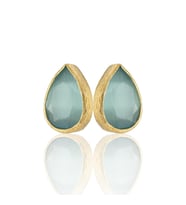 Kadir Jewellery 22 Ayar Altın Kaplama Kadın Minimal Küpe -El İşçiliği Ve Hipoalerjenik Küpe (Açık Mavi)