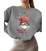Noel kapşonlu cüce i·nanmayı bırakma Baskılı Sweatshirt unisex erkek 3 iplik şardonlu kadın Bej (Gri)