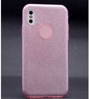 Uyumlu Model Apple iPhone X Kılıf Simli Parlak Shining Kapak (Rose)